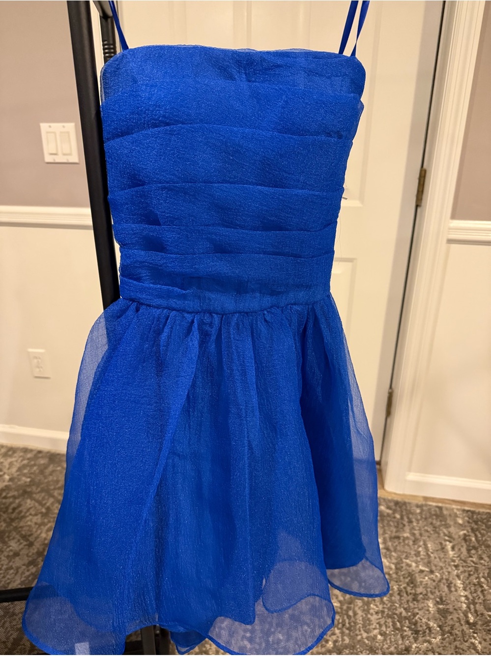 Royal Blue Strapless Organza Bow Party Dress sz 1/2